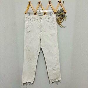 AMO Bella Distressed Cream Off White Jeans Size 31